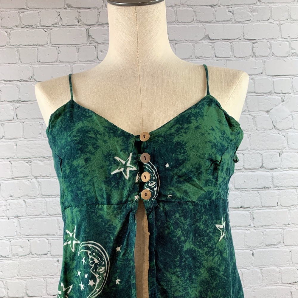 Land of Sun Tank Top Green Boho Batik